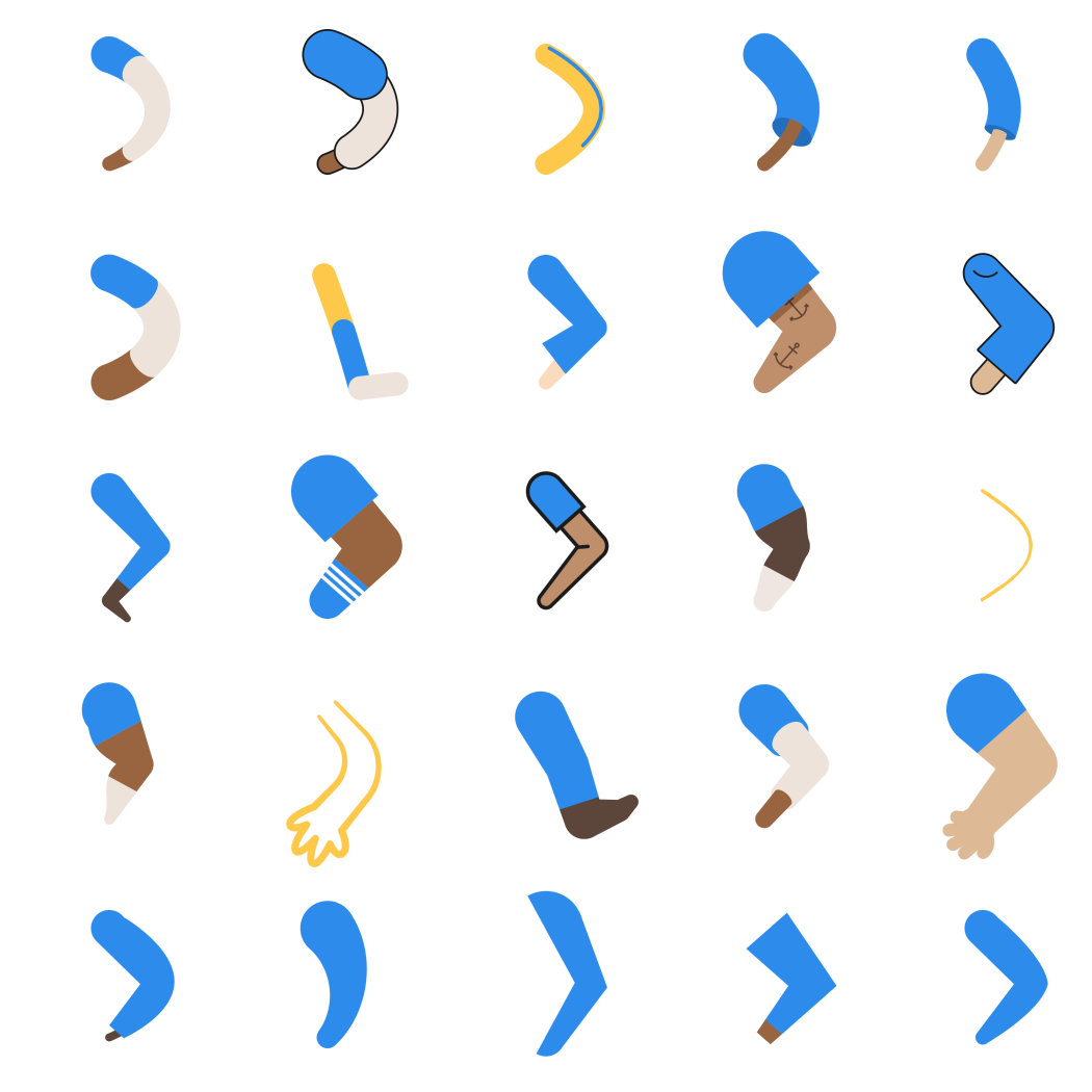Some of the limbs in the v1.7 limb library