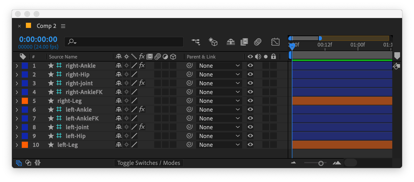 Two sets of Limber layers, including FK and Joint controllers